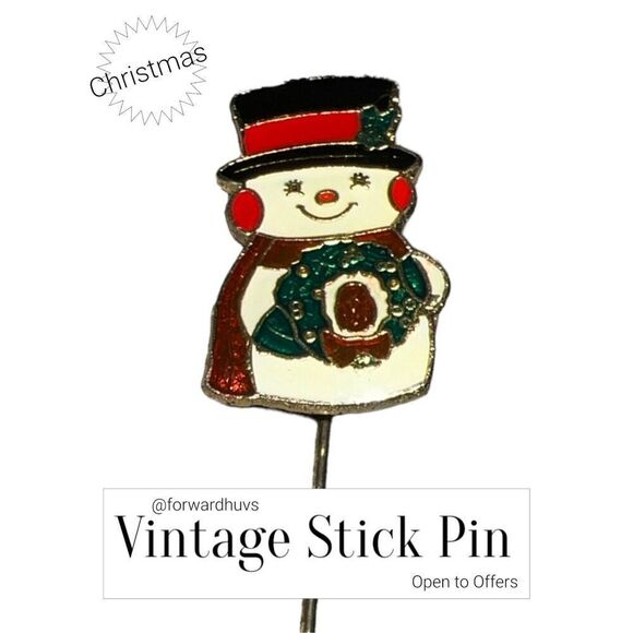 Vintage Snowman Enamel Hatpin / Stickpin - Picture 3 of 8